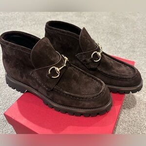 Gucci Sylke Loafer Horsebit Suede Ankle Boots NEW Size US 8 EU 38.5